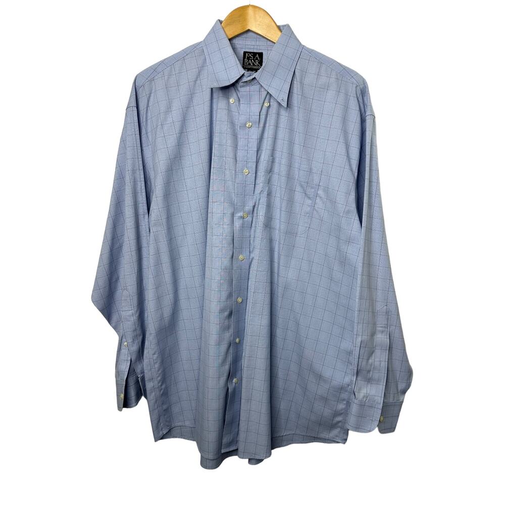 Jos. A. Bank Blue Long Sleeve Dress Shirt Traveler's Collection 17.5  34